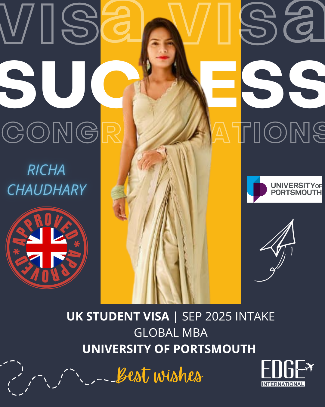 Richa Chaudhary - Student Visa - Sep 2025 Intake - Global MBA - University of Portsmouth