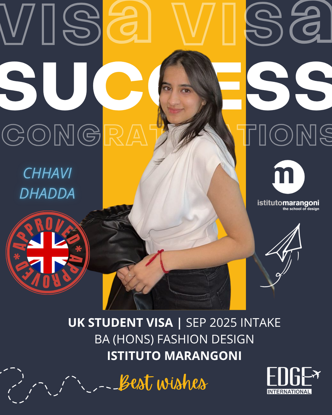 Chhavi Dhadda - Student Visa - Sep 2025 Intake - BA (Hons) Fashion Design - Istituto Marangoni