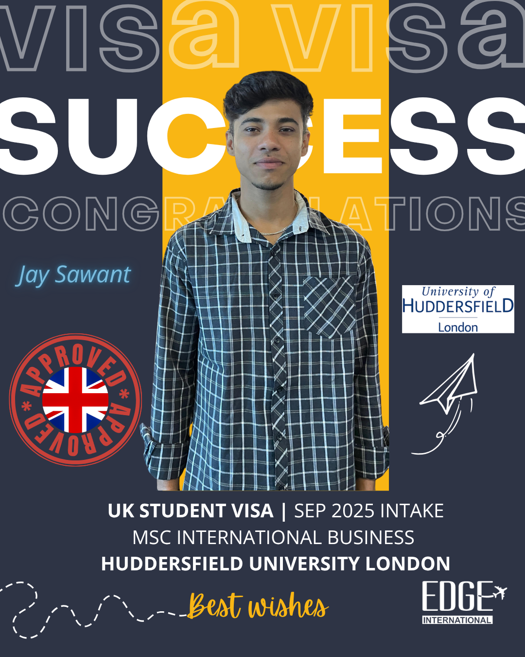Jay Sawant - Student Visa - Sep 2025 Intake - MSc International Business - University of Huddersfield London
