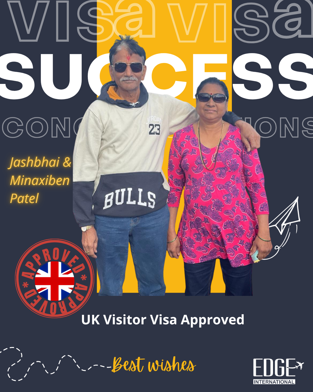 Jashbhai & Minaxiben Patel - Visitor Visa Approved