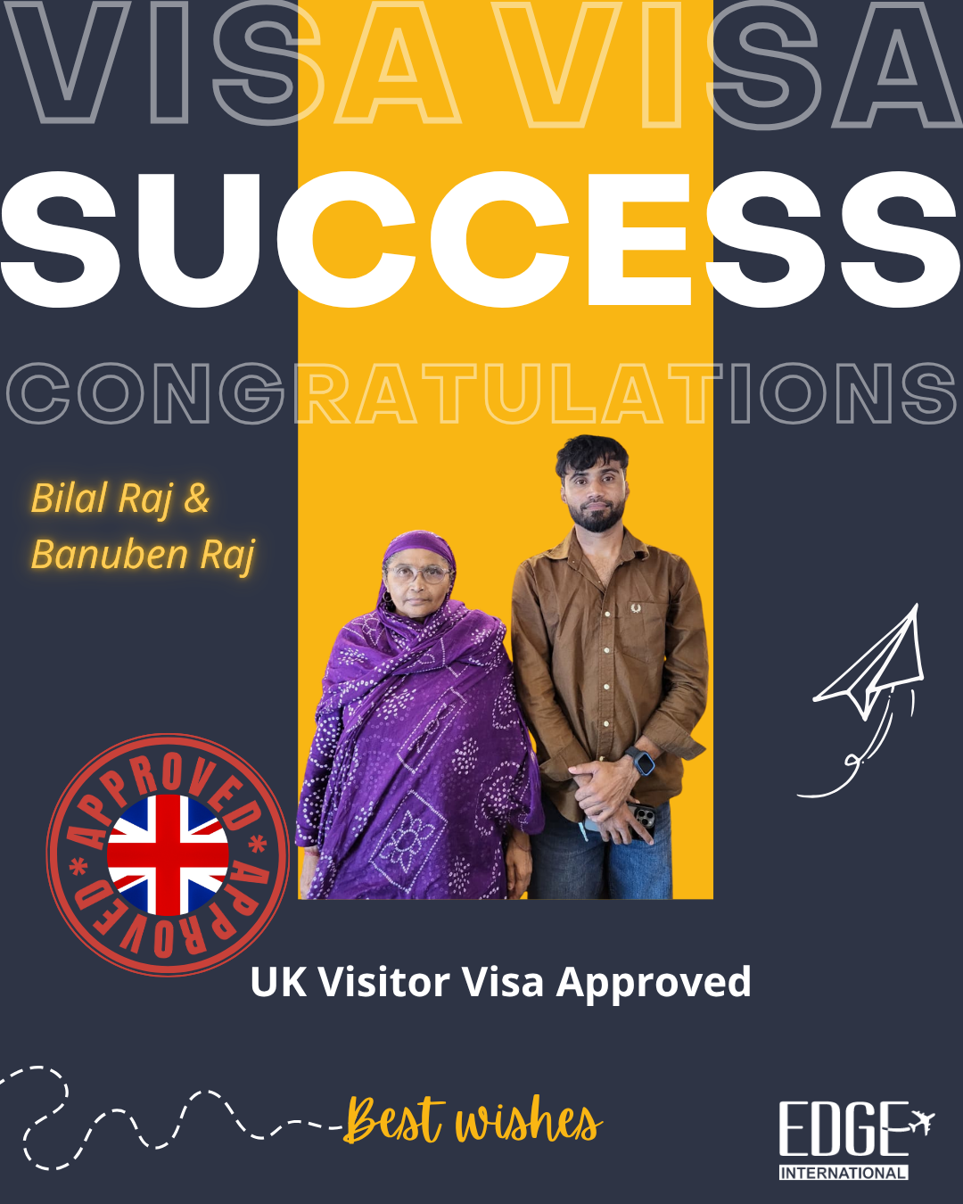 Bilal Raj & Banuben Raj - Visitor Visa Approved