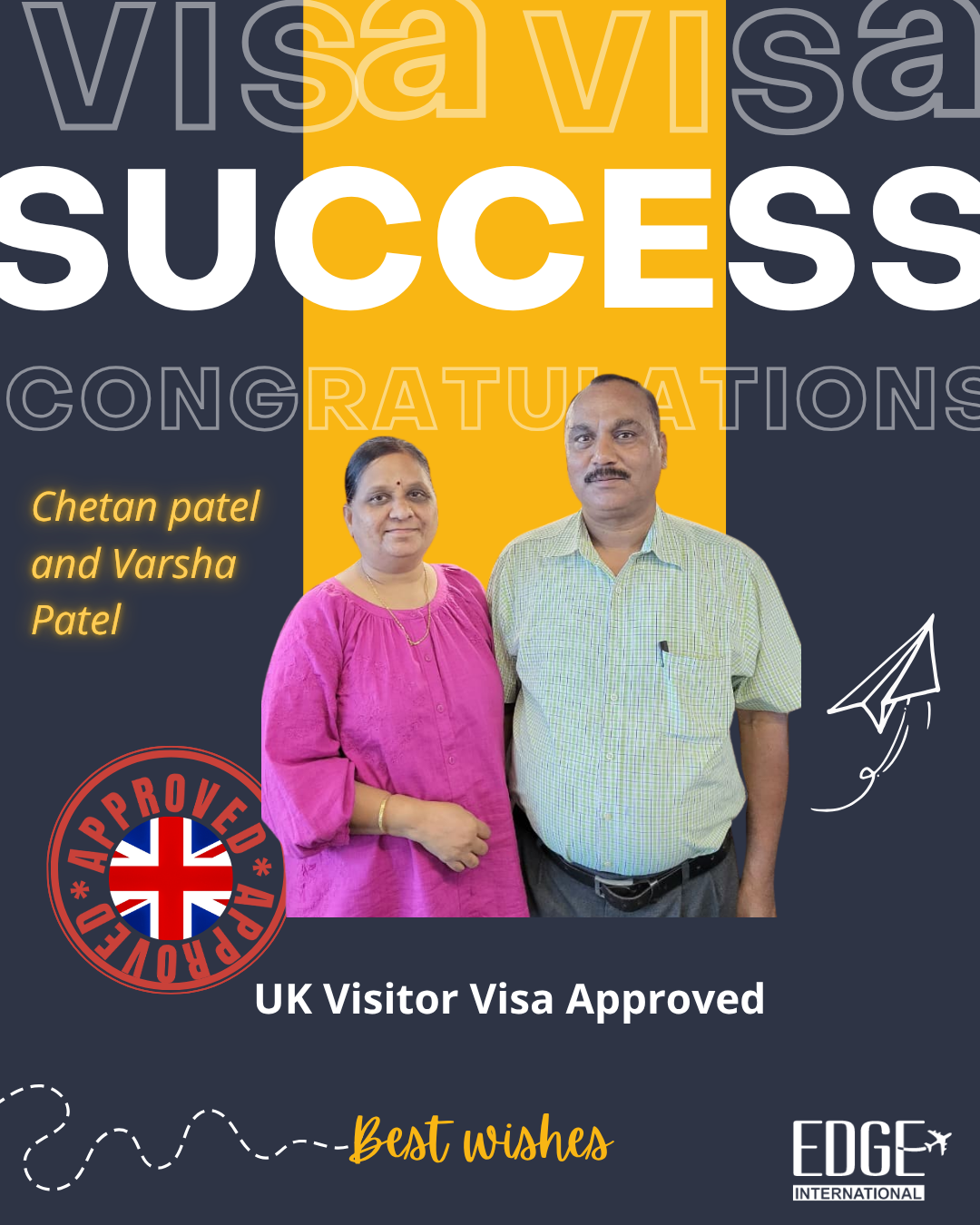 Chetan Patel and Varsha Patel - Visitor Visa Approved