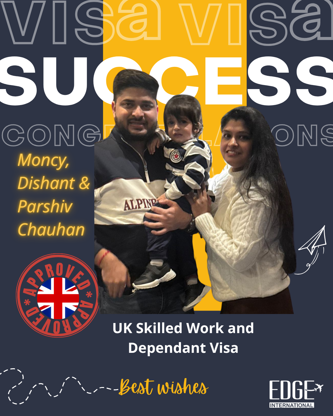 Moncy, Dishant & Parshiv Chauhan - Skilled Worker and Dependant Visa Approved