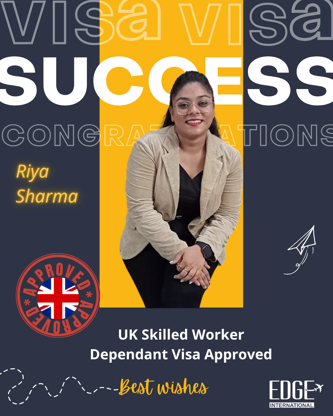 Riya Sharma - Skilled Worker Dependant Visa Approved