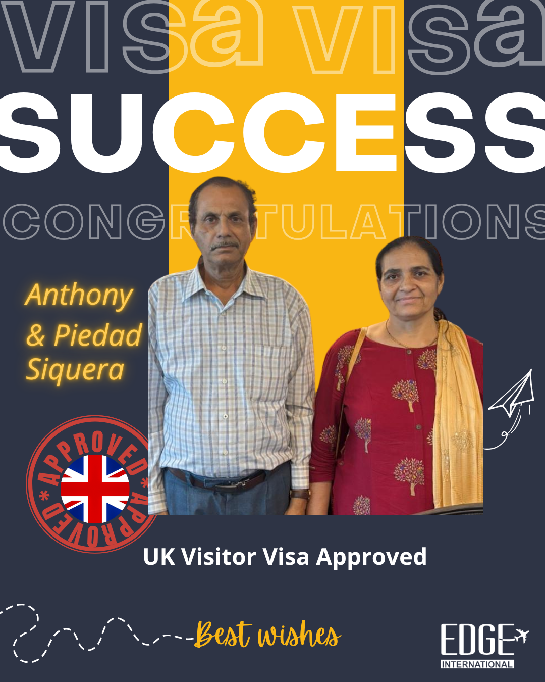 Anthony & Piedad Siquera - Visitor Visa Approved