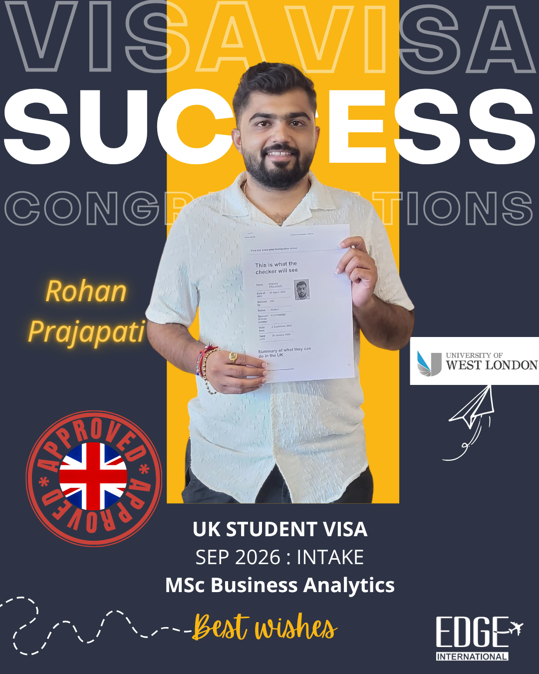 Rohan Prajapati - Student Visa - Sep 2026 Intake - MSc Business Analytics