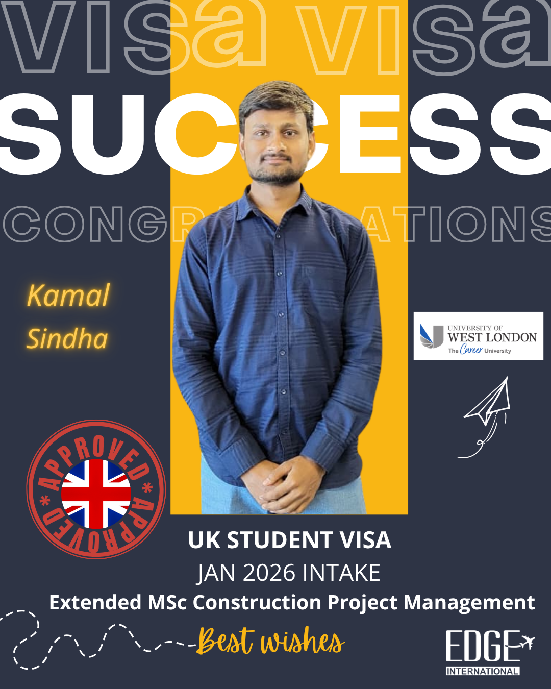 Kamal Sindha - Student Visa - Jan 2026 Intake - Extended MSc Construction Project Management