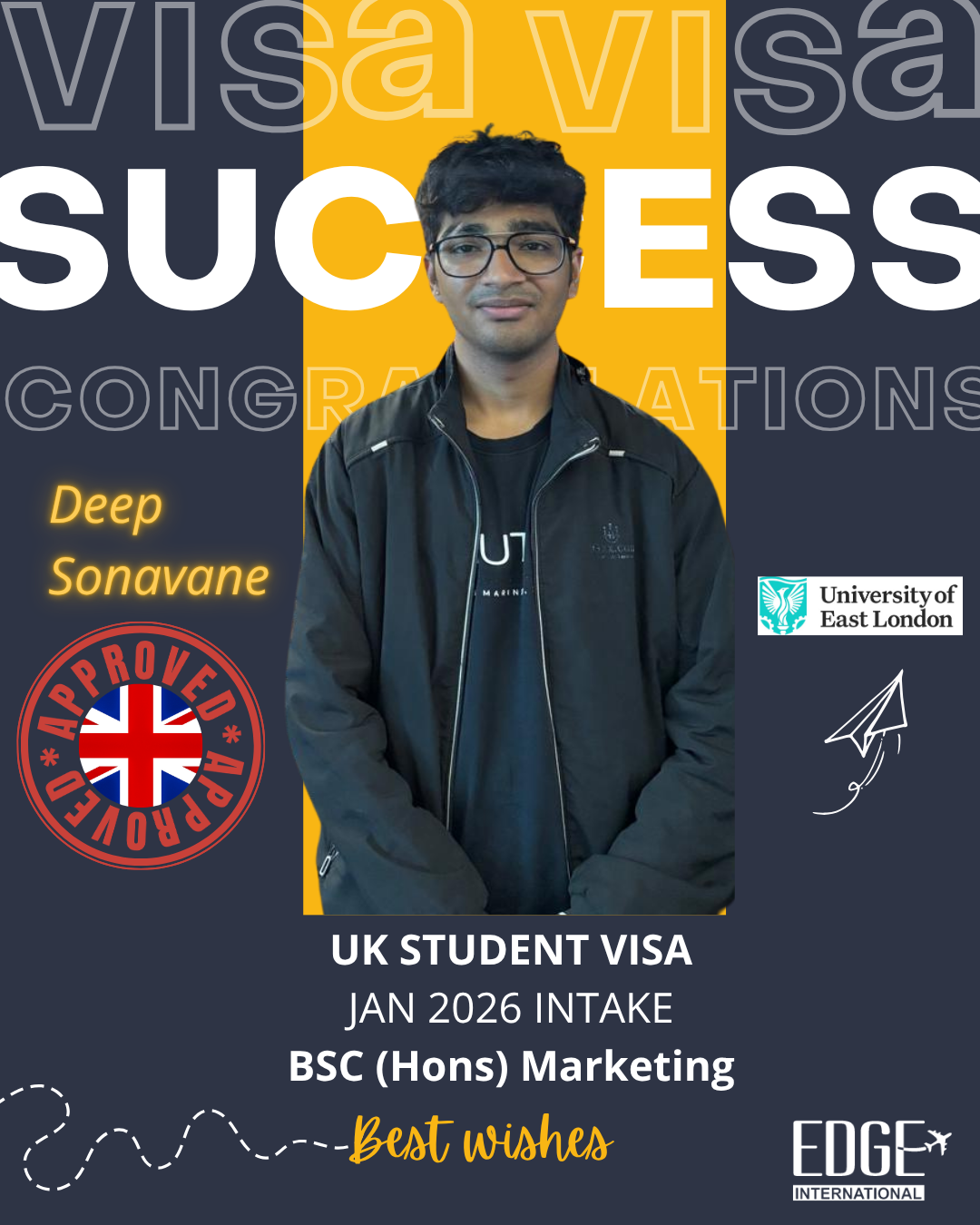 Deep Sonavane - Student Visa - Jan 2026 Intake - BSc (Hons) Marketing