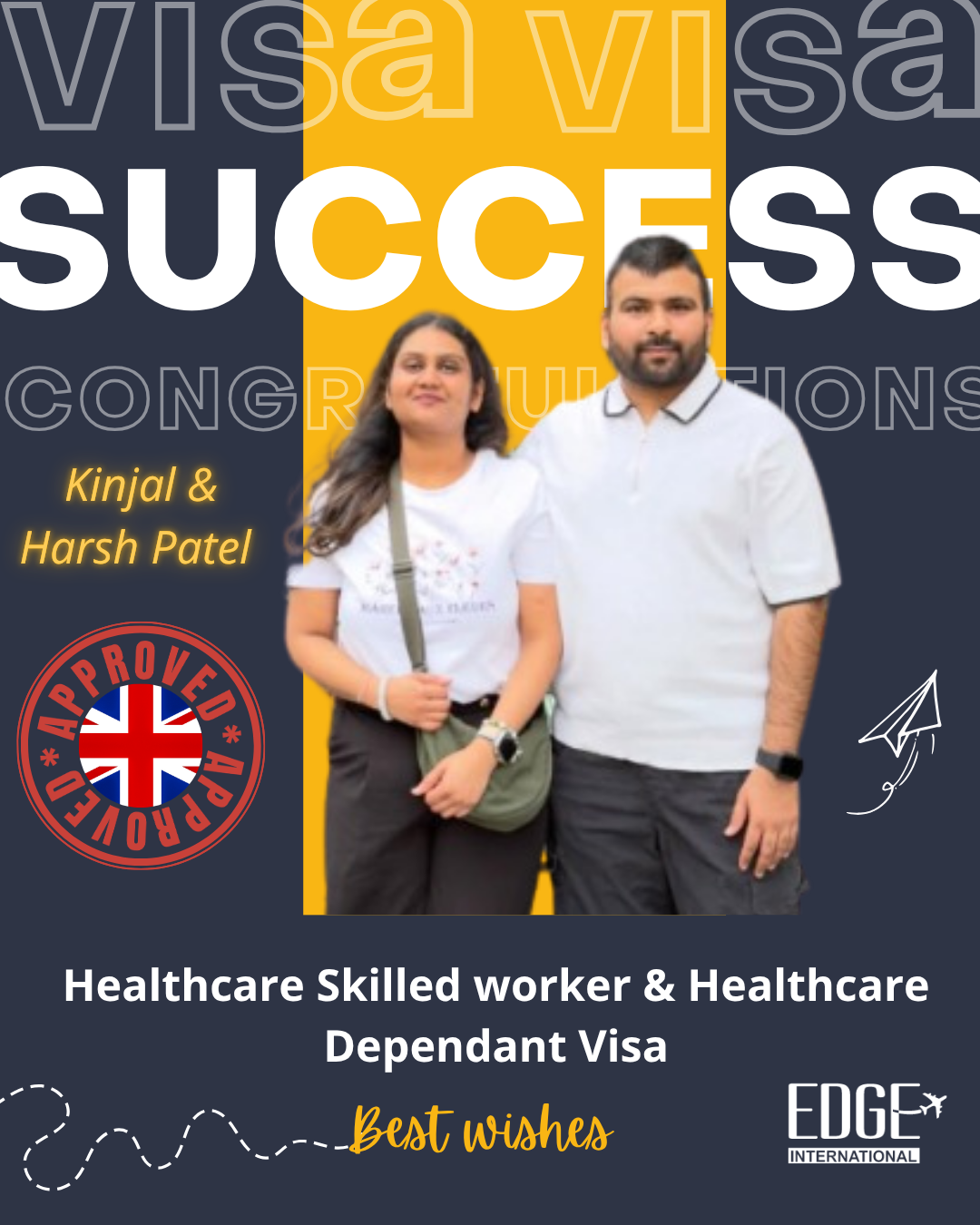 Kinjal & Harsh Patel - Healthcare Skilled Worker & Healthcare Dependant Visa Approved