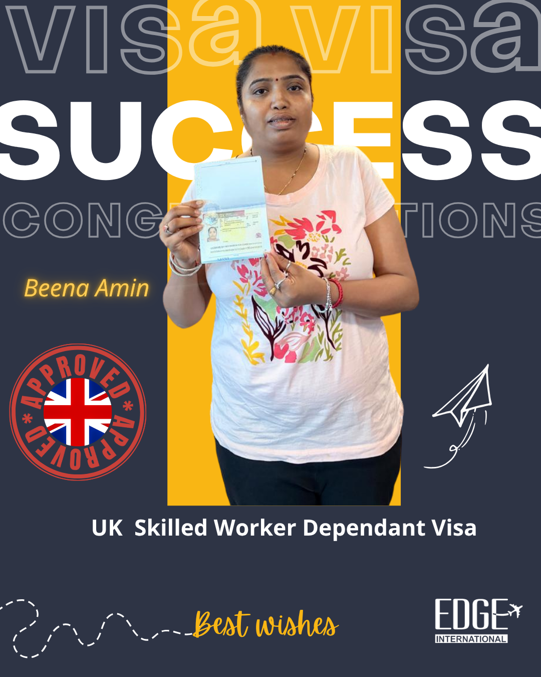 Beena Amin - Skilled Worker Dependant Visa Approved