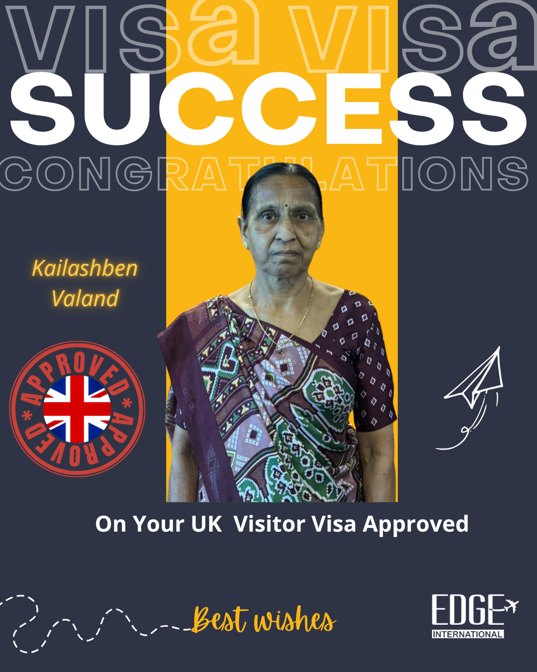 Kailashben Valand - Visitor Visa Approved