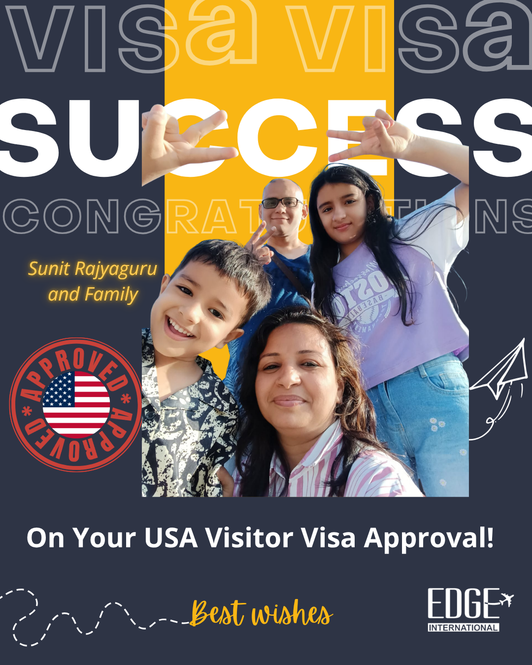 Sunit Rajyaguru and Family - Visitor Visa Approval
