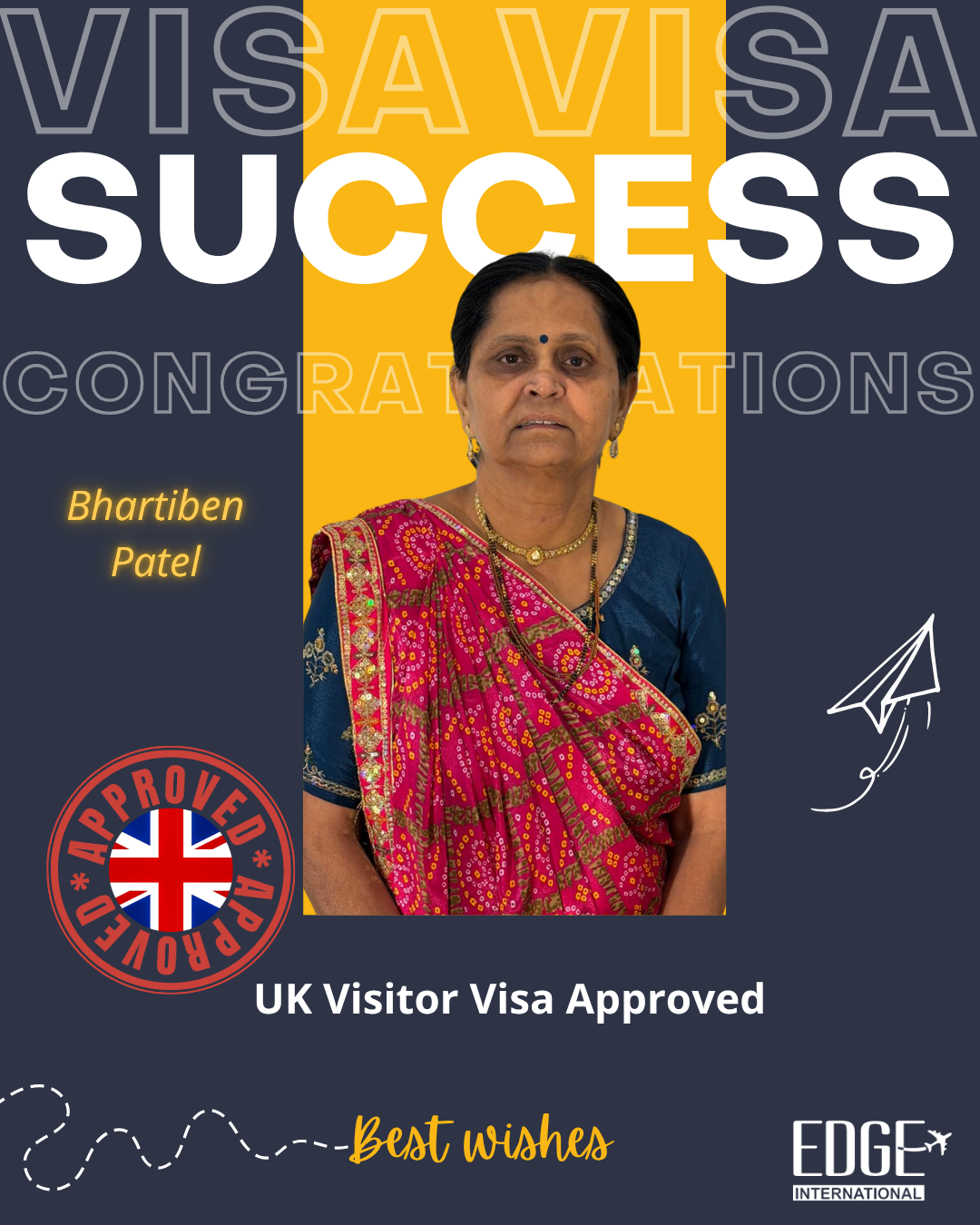 Bhartiben Patel - Visitor Visa Approved