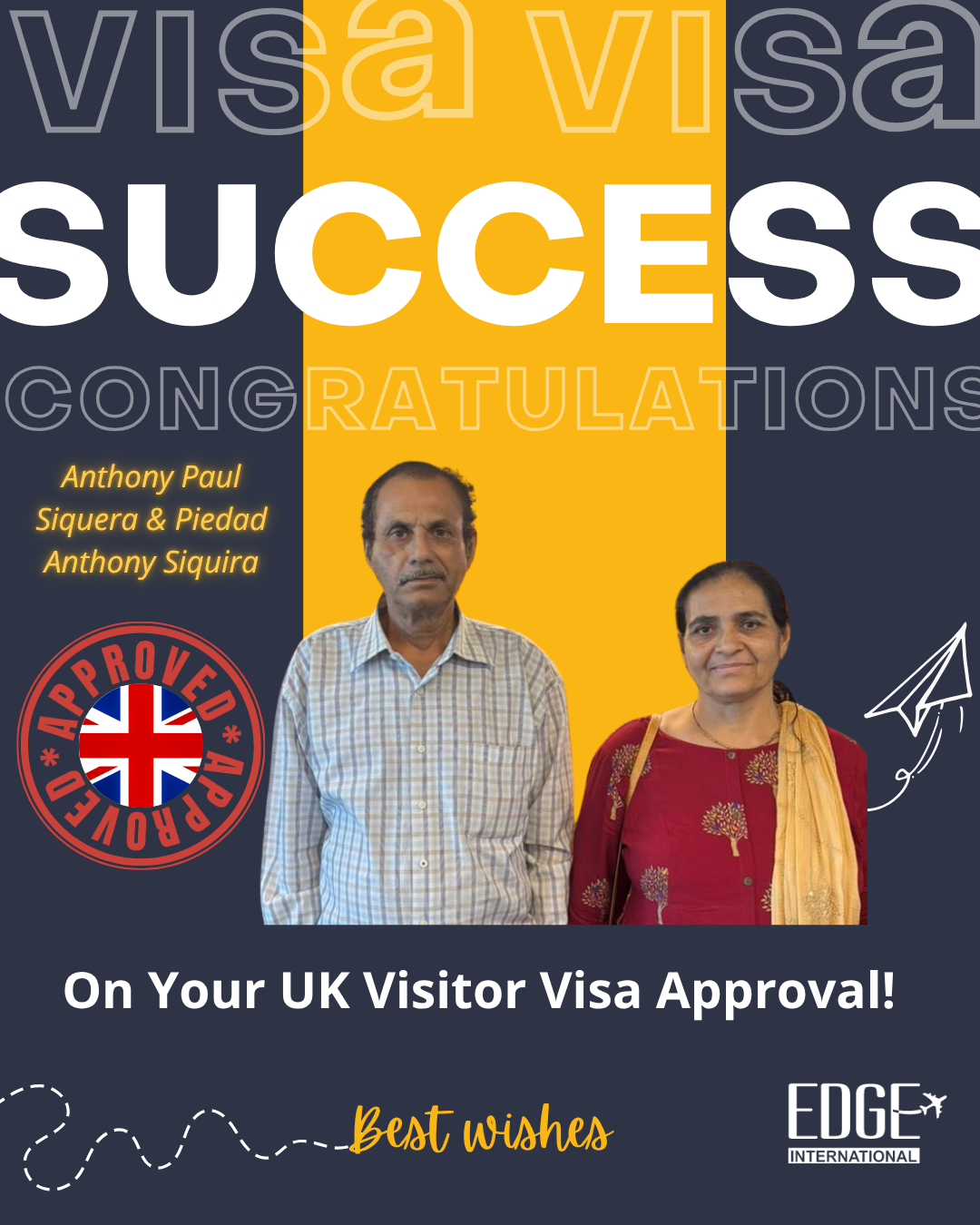 Anthony Paul Siquera & Piedad Anthony Siquira - Visitor Visa Approval