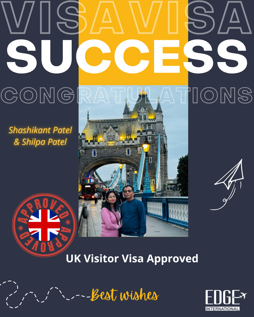 Shashikant Patel & Shilpa Patel - Visitor Visa Approved